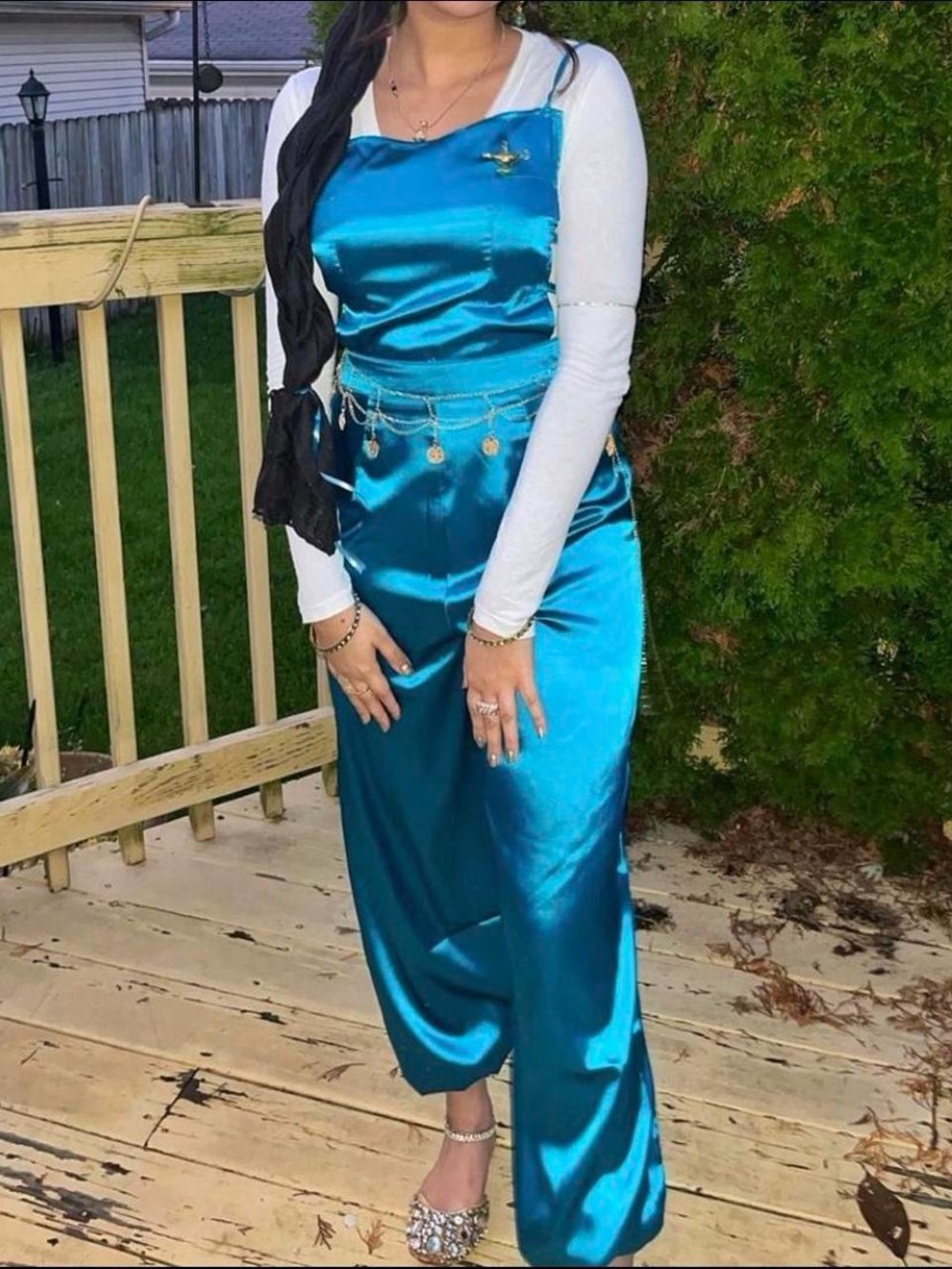 SHEIN Teal Satin Two Piece Set